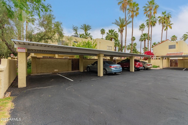 view of covered parking lot