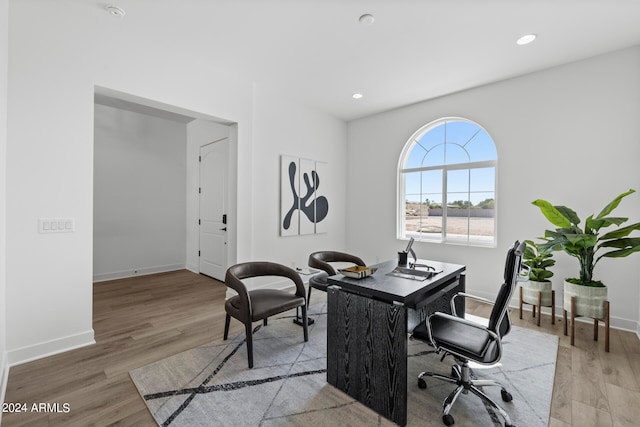 office with hardwood / wood-style floors