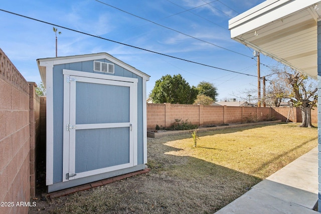 exterior space with a storage unit