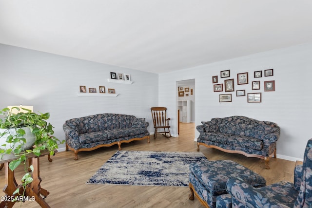 living room with light hardwood / wood-style floors