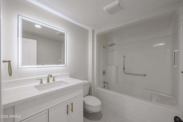 full bathroom with vanity, toilet, and shower / bathtub combination