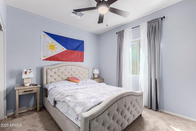 bedroom with carpet and ceiling fan