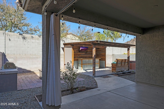 view of patio / terrace featuring exterior kitchen