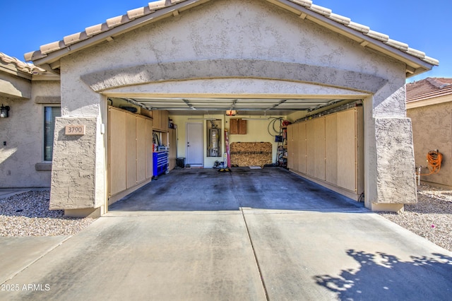 3790 W White Canyon Rd, San Tan Valley, AZ 85144 - view of front facade with driveway, a tile roof, stucco siding, and a garage