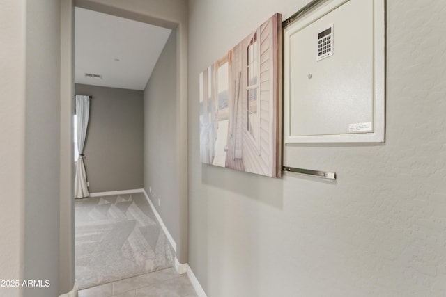11609 W Andrew Ln, Peoria, AZ 85383 - staircase featuring baseboards, tile patterned flooring, carpet flooring, and visible vents