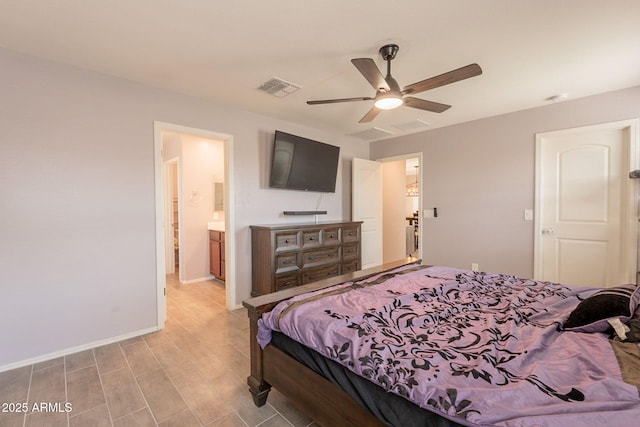 7238 N 126th Ln, Glendale, AZ 85307 - bedroom with wood finished floors, a ceiling fan, and ensuite bathroom