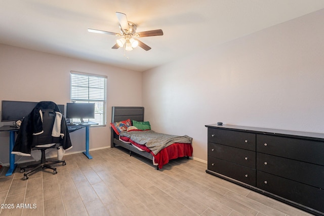 7238 N 126th Ln, Glendale, AZ 85307 - bedroom with light wood finished floors, ceiling fan, and an office area