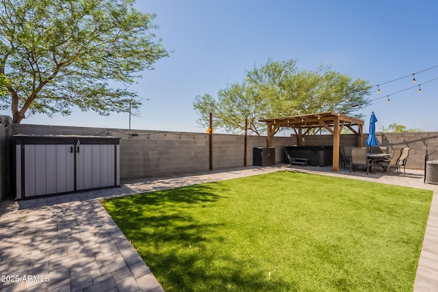 7238 N 126th Ln, Glendale, AZ 85307 - fenced backyard with a hot tub and a patio