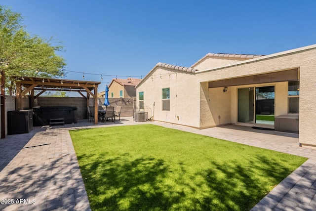 7238 N 126th Ln, Glendale, AZ 85307 - fenced backyard featuring a hot tub and a patio area