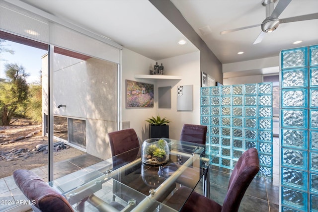 dining area with ceiling fan