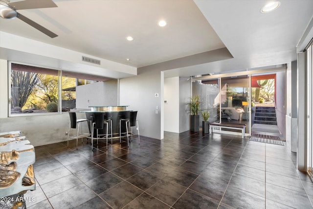 interior space featuring plenty of natural light and ceiling fan