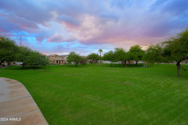 view of yard at dusk