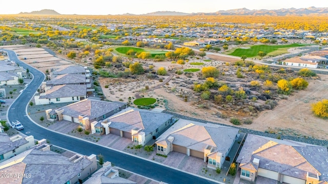 bird's eye view with a mountain view