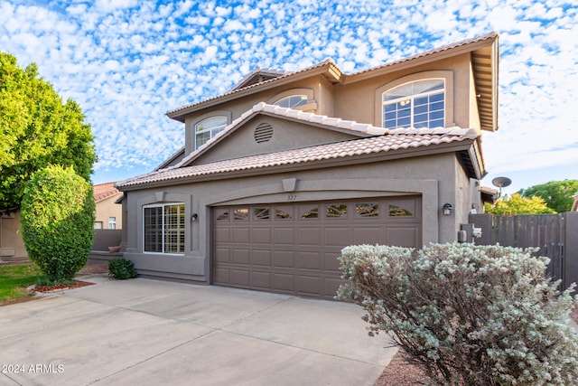 view of front of house with a garage