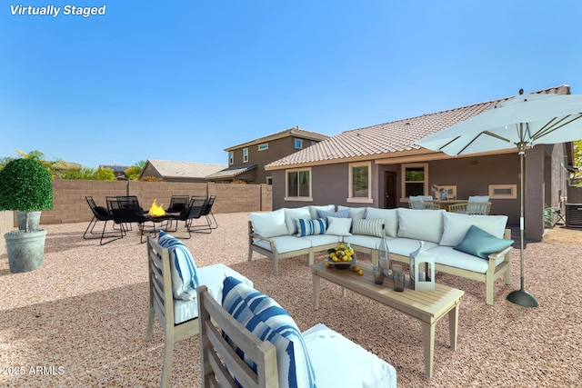 4116 E Roy Rogers Rd, Cave Creek, AZ 85331 - view of patio / terrace featuring an outdoor hangout area and a fenced backyard