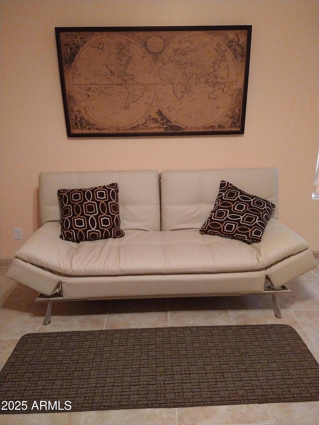 living room featuring tile patterned flooring