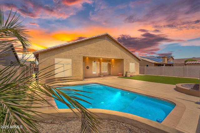 10809 W Harmony Ln, Peoria, AZ 85373 - view of swimming pool with fence, a lawn, a patio, and a fenced in pool