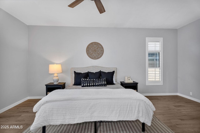 10809 W Harmony Ln, Peoria, AZ 85373 - bedroom featuring baseboards, wood finished floors, and a ceiling fan