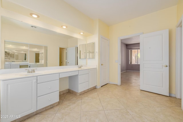 728 W Sandra Ter, Phoenix, AZ 85023 - full bath with double vanity, tile patterned floors, and recessed lighting