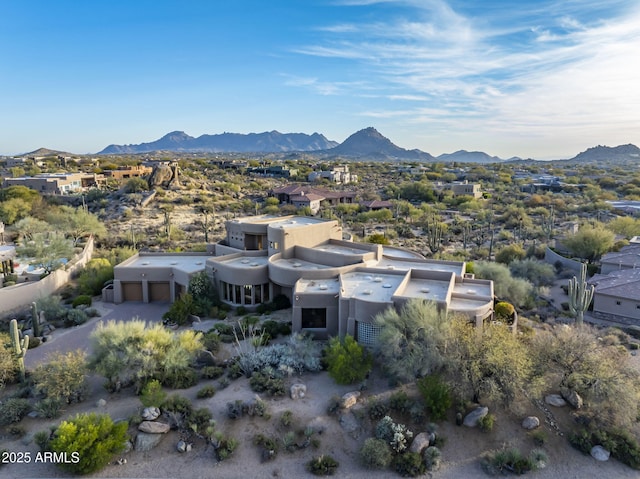 aerial view with a mountain view