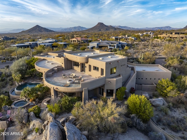 drone / aerial view with a mountain view