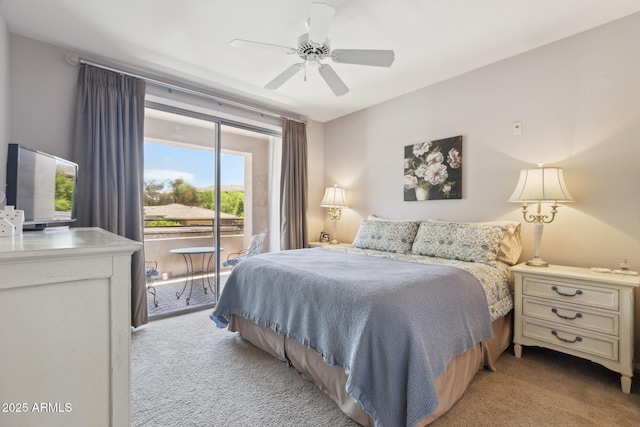 20100 N 78th Pl Unit 2193, Scottsdale, AZ 85255 - bedroom featuring access to outside, light carpet, and a ceiling fan