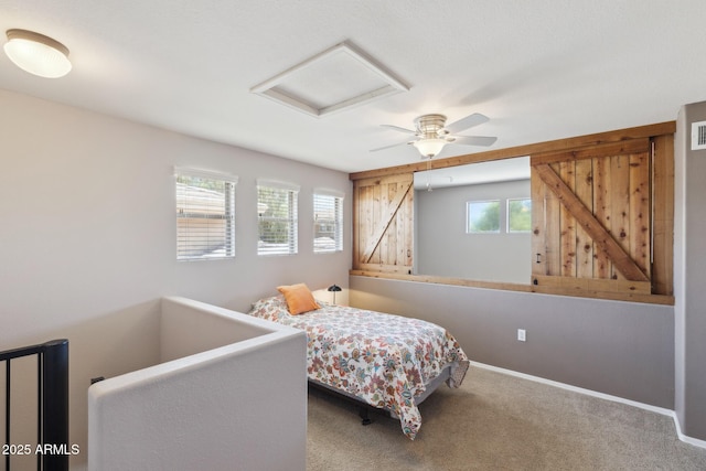 20100 N 78th Pl Unit 2193, Scottsdale, AZ 85255 - bedroom featuring attic access, carpet floors, and ceiling fan