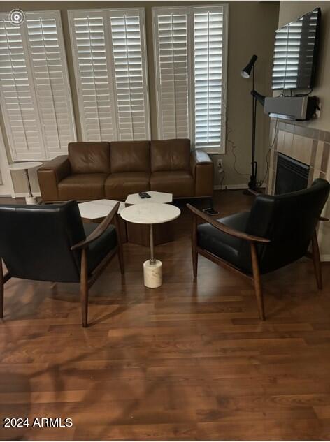 living room with hardwood / wood-style flooring