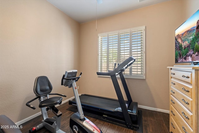 5005 E Baker Dr, Cave Creek, AZ 85331 - exercise room with dark wood-type flooring and baseboards