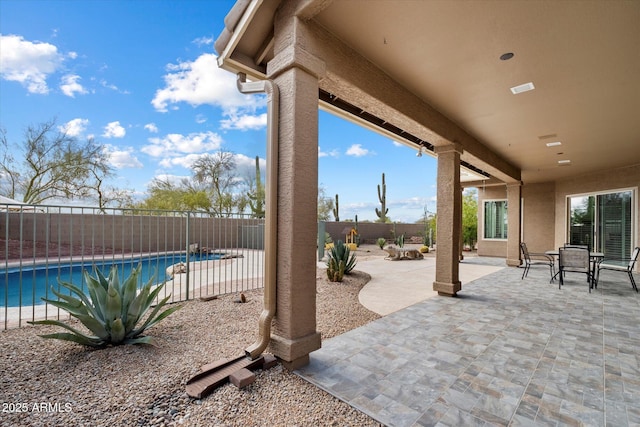 5005 E Baker Dr, Cave Creek, AZ 85331 - view of patio / terrace featuring a fenced in pool and a fenced backyard