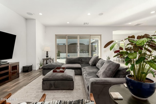 living room with light wood-type flooring