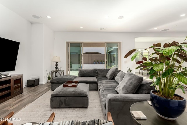 living room with wood-type flooring