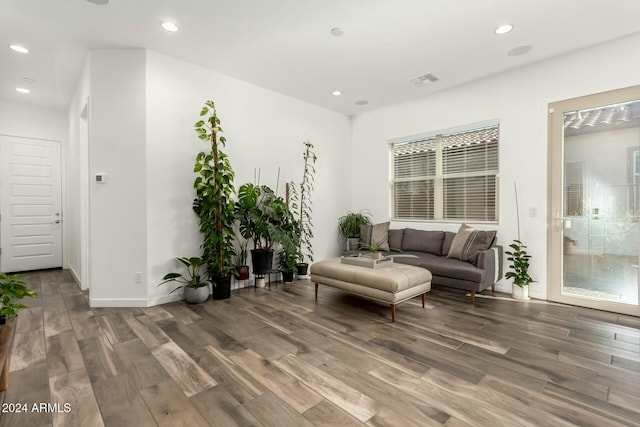 living room with hardwood / wood-style flooring