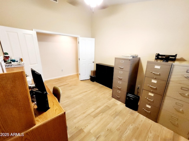 office area with wood-type flooring