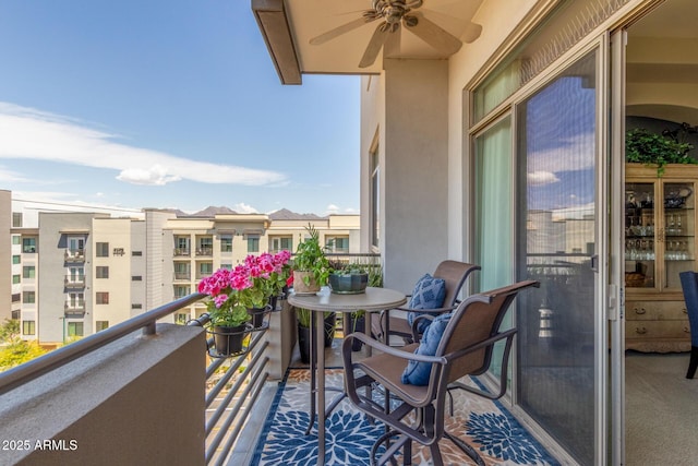 balcony with ceiling fan