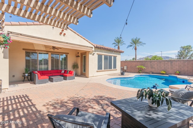 view of swimming pool with an outdoor hangout area and a patio area