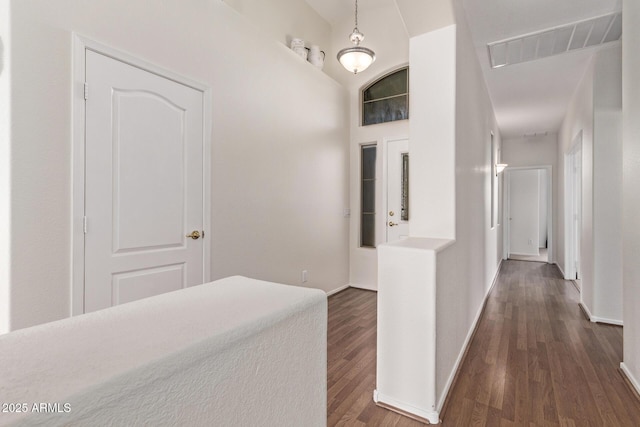 foyer entrance with dark wood-type flooring