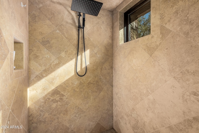 interior details featuring tiled shower