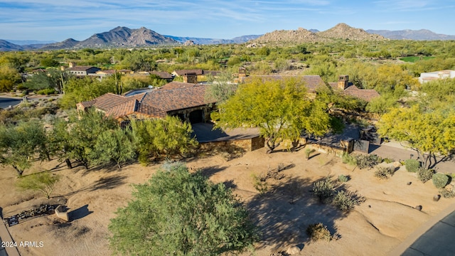 aerial view with a mountain view