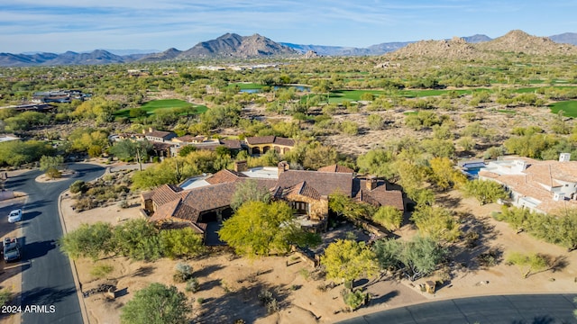 birds eye view of property featuring a mountain view