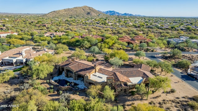 bird's eye view with a mountain view