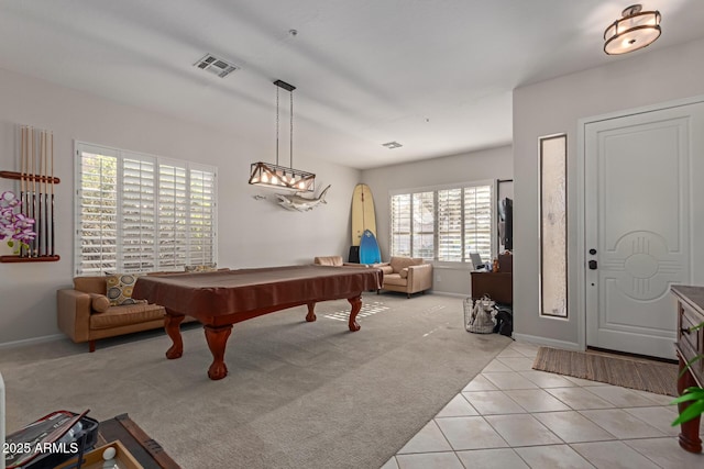 14806 E Crested Crown, Fountain Hills, AZ 85268 - recreation room featuring light colored carpet, billiards table, and light tile patterned floors