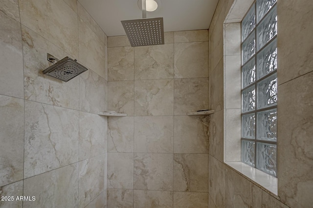 room details featuring a tile shower