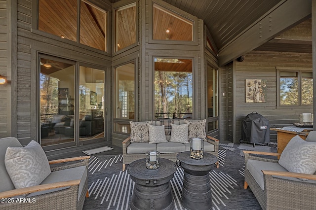 view of patio / terrace featuring grilling area and outdoor lounge area