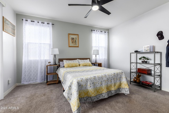 1463 W Pinkley Ave, Coolidge, AZ 85128 - bedroom with carpet, baseboards, and a ceiling fan