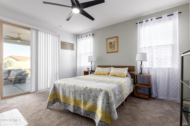 1463 W Pinkley Ave, Coolidge, AZ 85128 - bedroom featuring carpet, access to outside, and a ceiling fan
