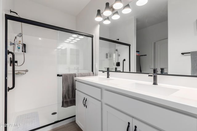 1463 W Pinkley Ave, Coolidge, AZ 85128 - bathroom featuring a stall shower and double vanity