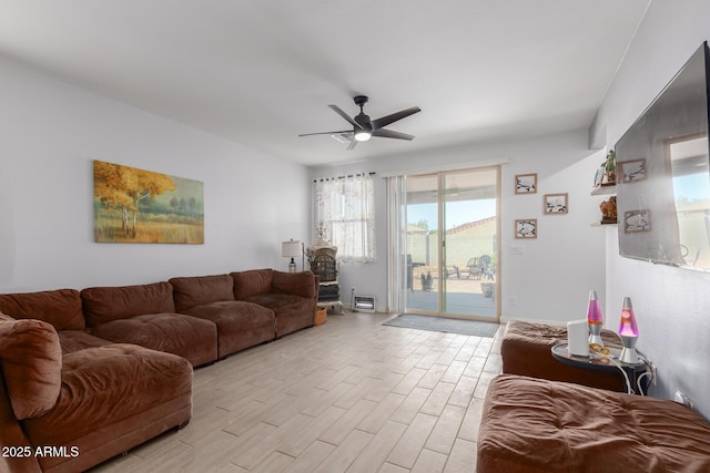 1463 W Pinkley Ave, Coolidge, AZ 85128 - living area featuring a ceiling fan and light wood-type flooring