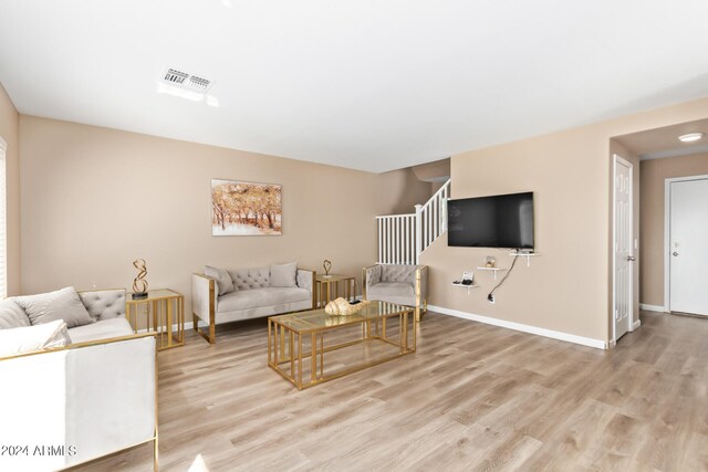 living room with light wood-type flooring