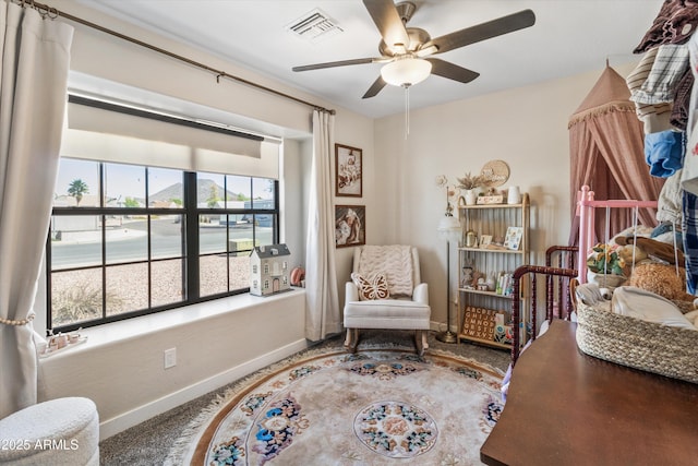 19039 N 47th Ave, Glendale, AZ 85308 - sitting room with baseboards, carpet flooring, and ceiling fan